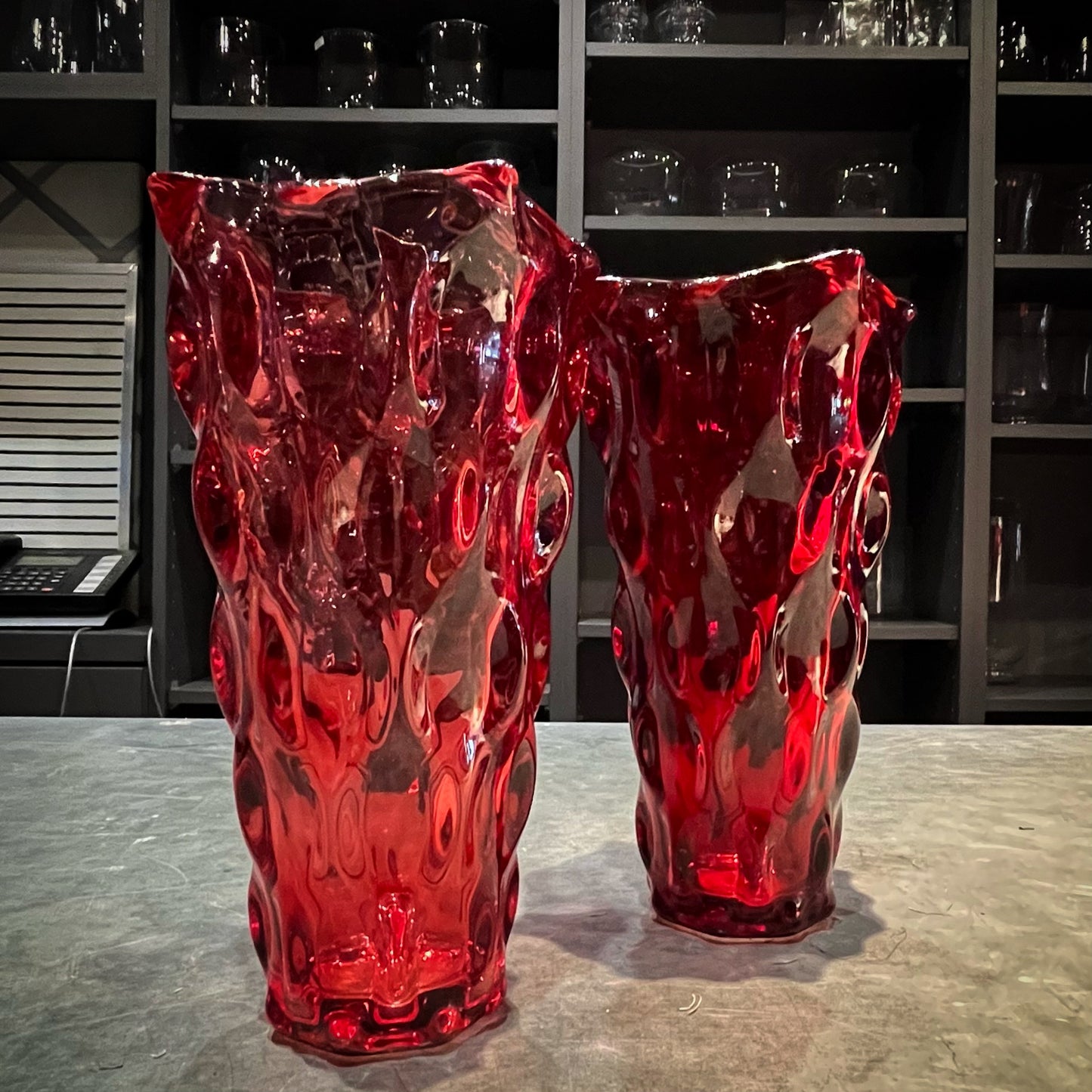 Boho Geometric Pattern RED Flower Vase