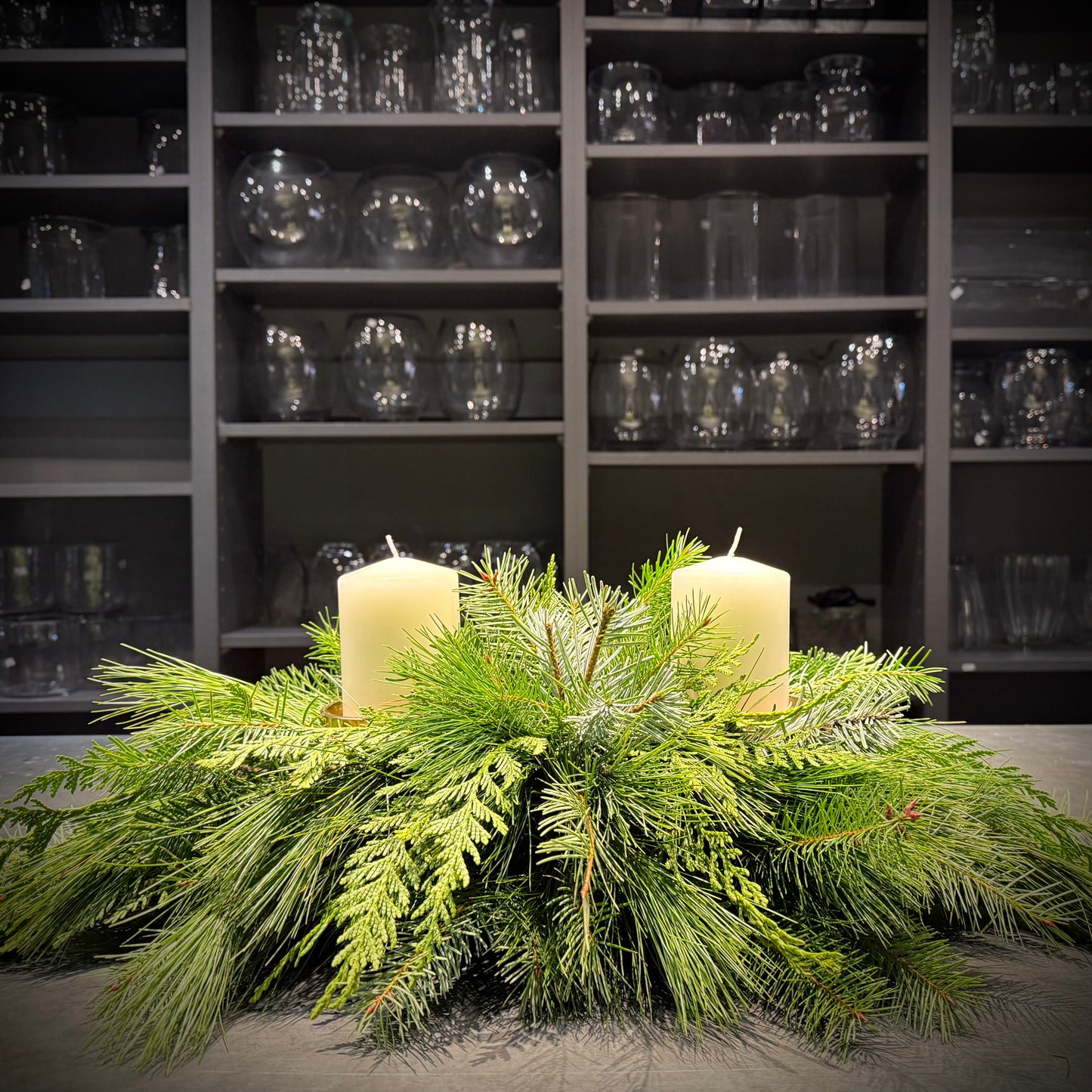 Nordic Pillar Greenery Centerpiece